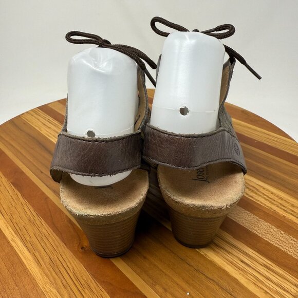 Josef Seibel Womens Size 38 / 7.5 Brown Strappy Lace-Up Sandals Block Heel Textu - Picture 9 of 10